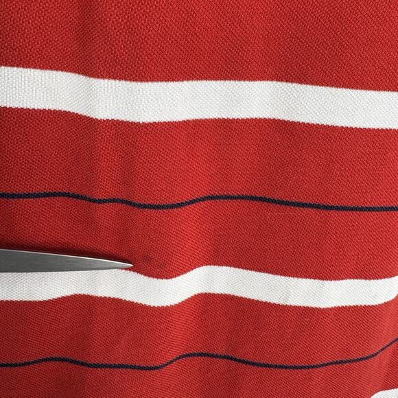Coogi Men’s Sz XL Red/White Striped Polo Short Sleeve Embroidered Spell Out READ - Picture 8 of 8